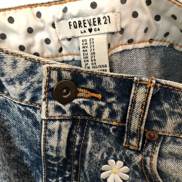 Forever 21 High Waisted Denim shorts with Flowers - Picture 2 of 2